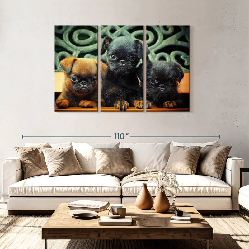 Griffon Puppies, 48" H x 74" W