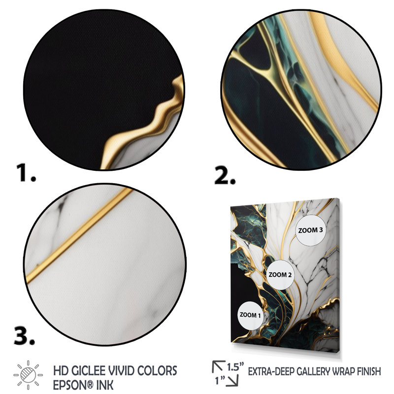 " Abstract Geode Gold And Green Marble III ", 30" W x 40" H, Wrapped Canvas