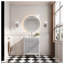 Meuble-lavabo autoportant gris de 76 cm (30 po) entièrement assemblé, avec un seul lavabo, un dessus en marbre reconstitué et des tiroirs à fermeture amortie.