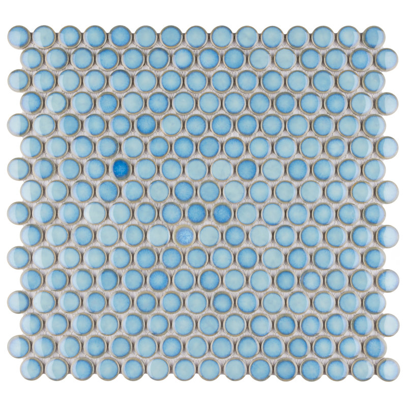 Hudson Penny Round .80" x .80" Porcelain Penny Round Mosaic Wall & Floor Tile, Marine
