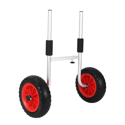 Heavy Duty Kayak Cart Dolly – Adjustable Aluminum Frame-Flat Wheels – Foam Pads & Detachable Design – Easy Transport for Kayaks with Scupper Holes on Grass, Sand – Supports Up to 220 lbs