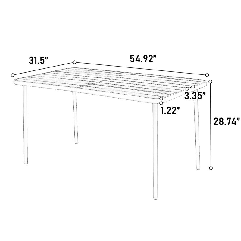 7 pièces de salle à manger de patio en brun: extérieur moderne avec table en acier et chaises en plastique, tissu imperméable brun: structure en métal, housses