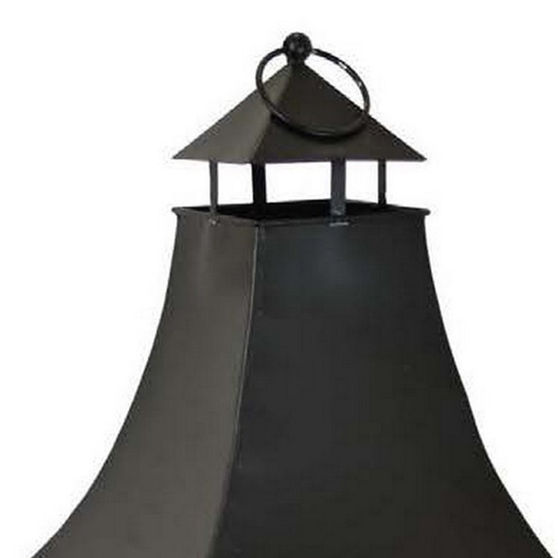 33.5'' Brown and Black Wood and Glass Hanging Lantern