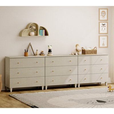 Kids Dresser With 9 Drawers For Children's Room, 3-In-1 Dresser For Bedroom, 106"W