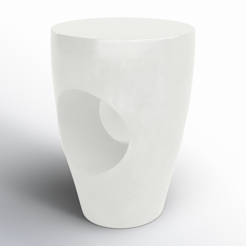 Avoriaz Concrete Top End Table, Ivory
