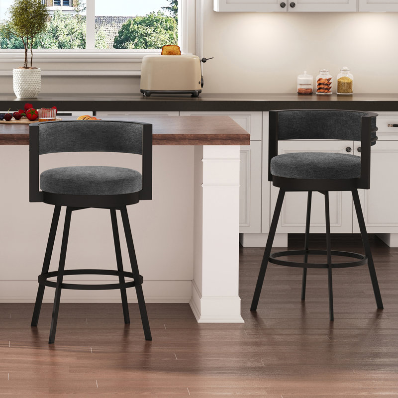 Tabouret de comptoir pivotant H 26,6 po Ayala, Lin gris charbon