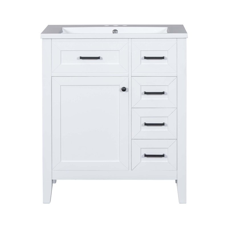 Armoire de salle de bain 30 po avec lavabo et tiroirs 30 po, Blanc
