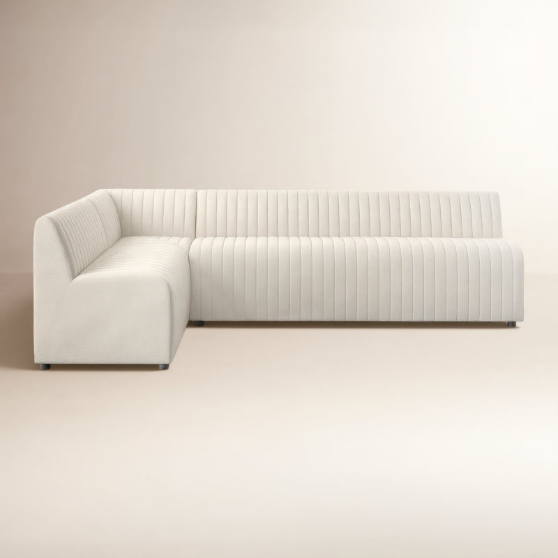 Camille Dining Banquette L Shape 110"-Crypton Nomad Taupe, 31.5" H x 110" W x 66.5" D, Crypton Nomad Taupe Polyester Blend