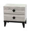 Table de chevet en chêne brun rustique crémeux avec surface en faux marbre, style 23 x 15 x 23