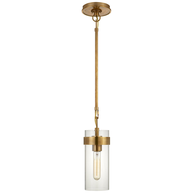Ian K. Fowler Presidio Petite Pendant, 15.75" H x 6.5" W x 6.5" D, Rubbed Antique Brass, Clear