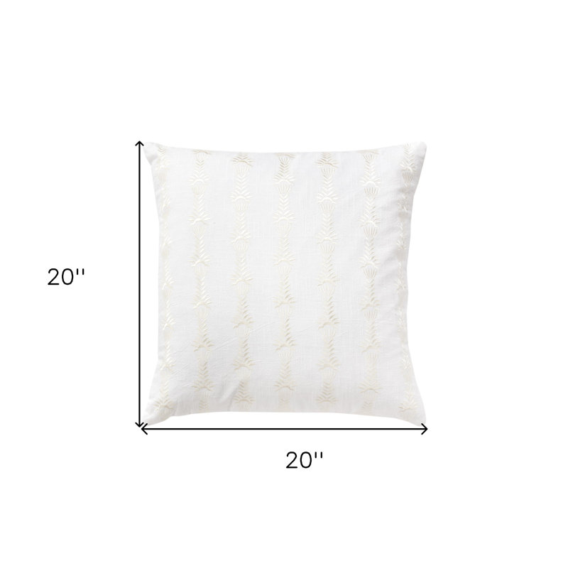 Coussin 20 "en coton blanc avec broderie