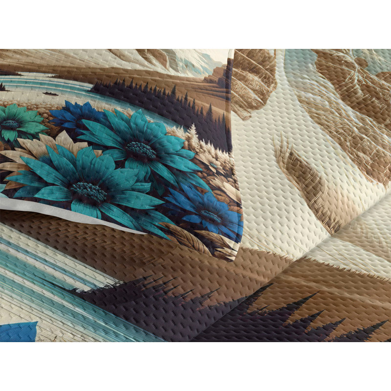Polyester Floral Coverlet, King Coverlet + 2 Standard Shams