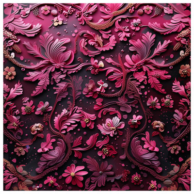 Tapisserie murale à motif floral rose complexe - décoration murale florale
