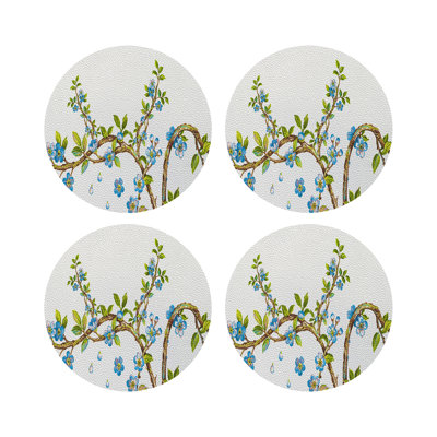 Sous-verres ronds en cuir Cherry Blossom