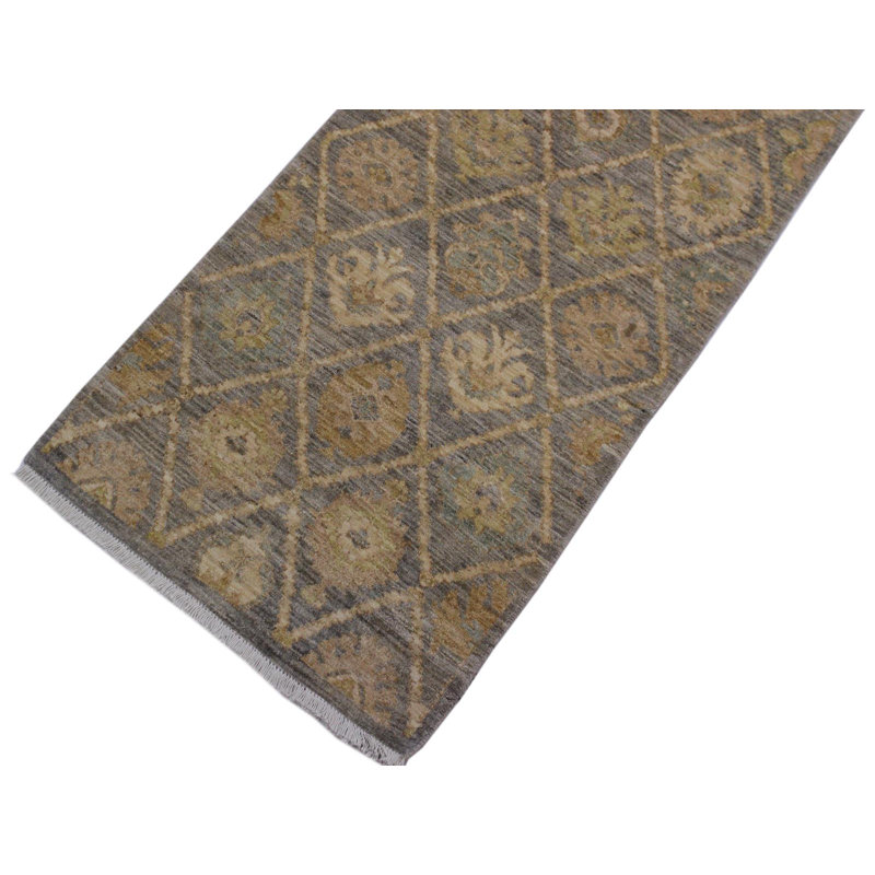Tapis gris en laine noué à la main 2 pi 7 po x 9 pi 2 po Grigori
