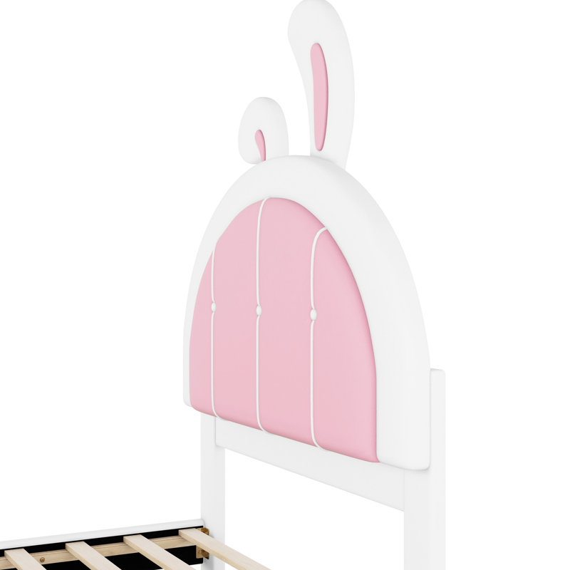 Lit plateforme simple avec tête de lit en forme de lapin - options de couleurs