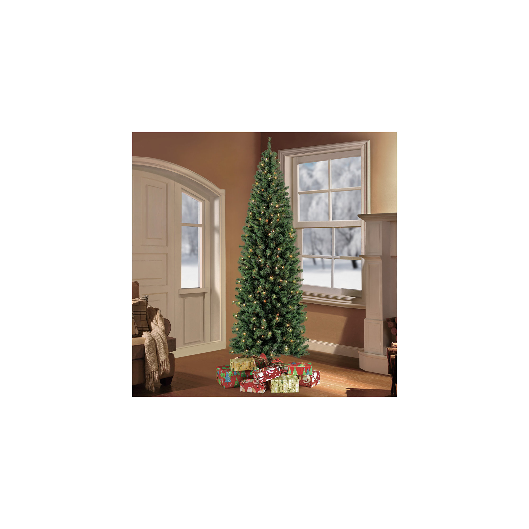 90' Lighted Artificial Fir Christmas Tree