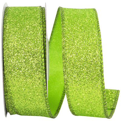 Glitter Metallic Shiny Back Wired Edge Ribbon