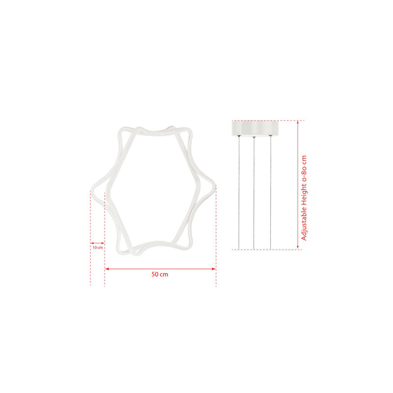 Sleek Adjustable Chandelier, Aluminium Body, 19.7 x 19.7 x 4.0 inches | LED Socket 6500K, 60-80 Watts | White Electrostatic Coated Finish | Modern Lighting for Home & Office, Elegant Design & Bright Illumination