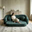 Canapé inclinable à compression courbée convertible, canapé-lit 2 en 1 escamotable, avec base escamotable et siège profond, comprend deux coussins, fauteuil inclinable en chenille deux places-1008685961