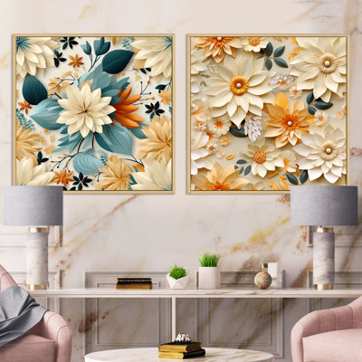 Hippolyte - Ensemble de 2 collages floraux carrés