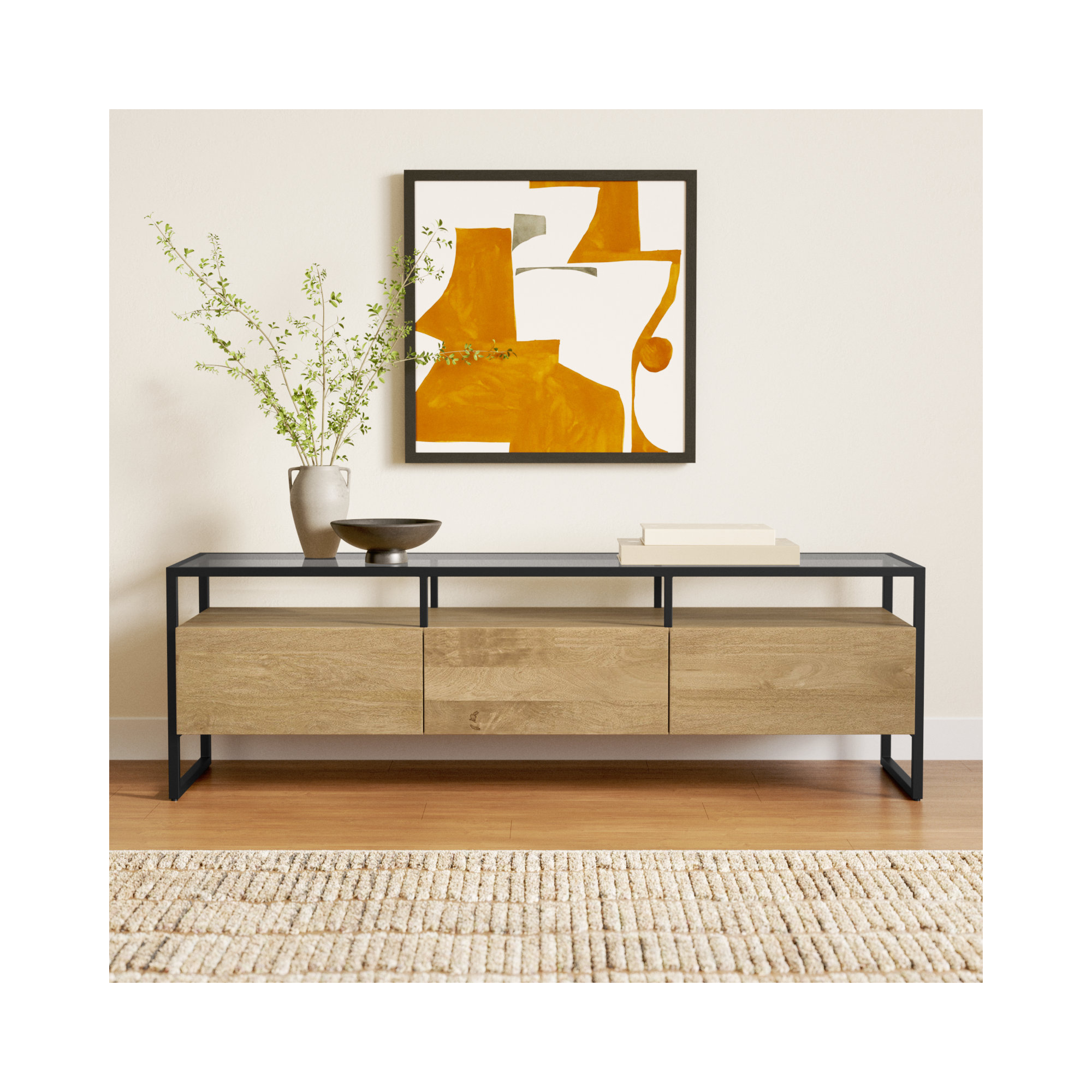 Maia 58" TV Stand, Natural Wood