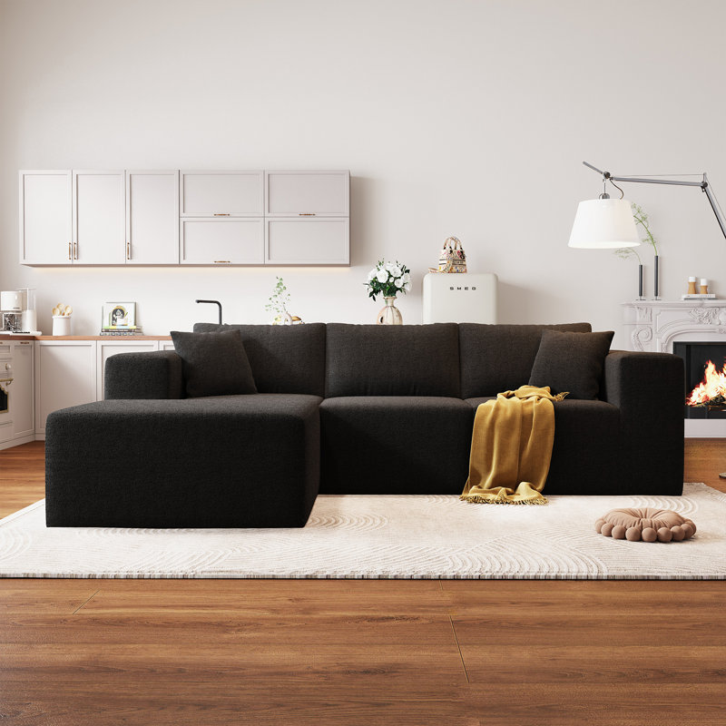 107.8" 3 - Piece No Assembly Required Upholstery Sofa With Pillow Free Combination Cloud Sectional Couch With L-shape Chaise, Deep Seat Modular Sofa For Living Room Bedroom