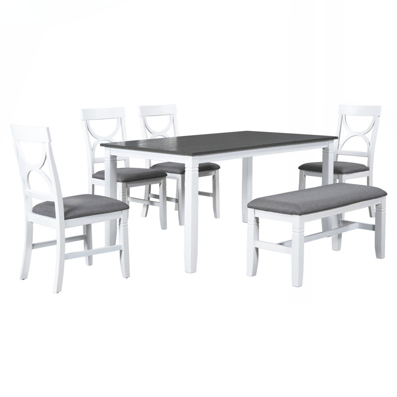 Ensemble de table de cuisine avec banc rembourré et 4 chaises de salle à manger