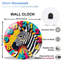 Horloge murale zébrée colorée avec chiffres et art - Horloge murale moderne en verre 12 po