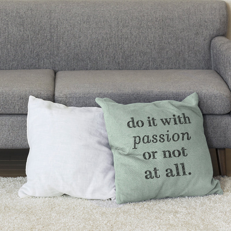 Coussin de sol inspiration passion, H 28 po x l 28 po, Vert / Noir