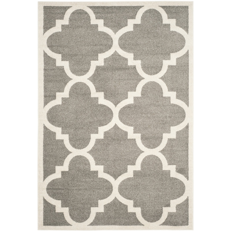 Tapis géométrique gris foncé / beige Ammundsen, Rectangle 8 pi x 10 pi