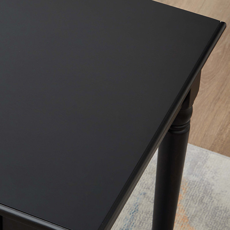 Black Rubberwood Double-drawer Writing Desk, 29.92" H x 62.99" W x 23.62" D