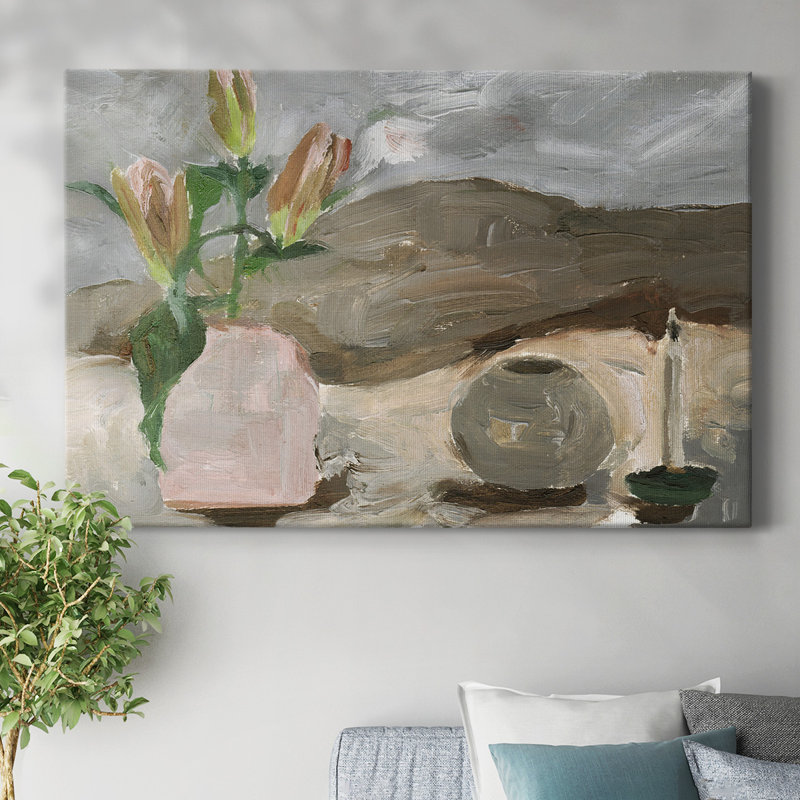 Vase de fleurs roses, toile tendue V-Gallery, H 8 po x l 12 po