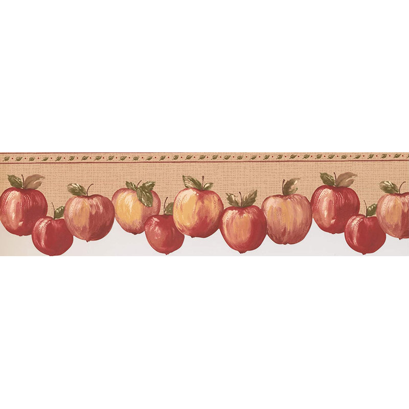Bordure de papier peint Alaiyna Fruits sur fond crème L 15 pi x l 6,5 po