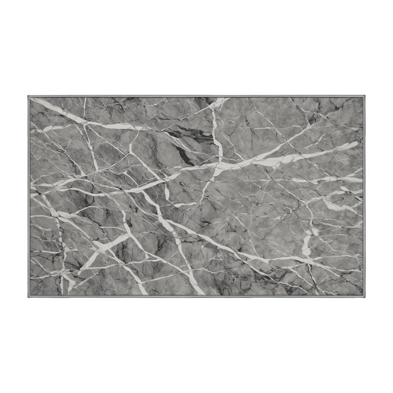 Machine Washable Gray Area Rug, Rectangle 6' x 9'