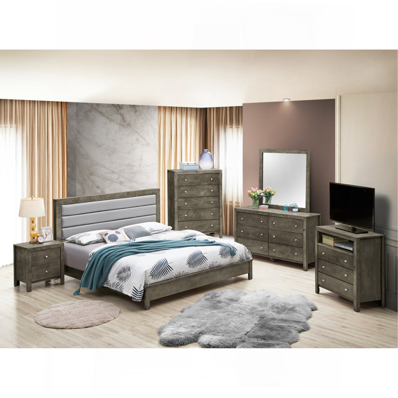 Stylish Gray Full Bed With Functionality