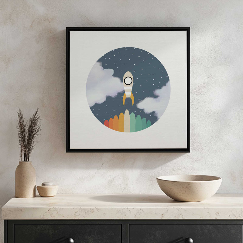«Space Rocket Print», impression sur toile Galaxy Outer Space par Art Like Wow, Noir, Impression encadrée sans passe-partout