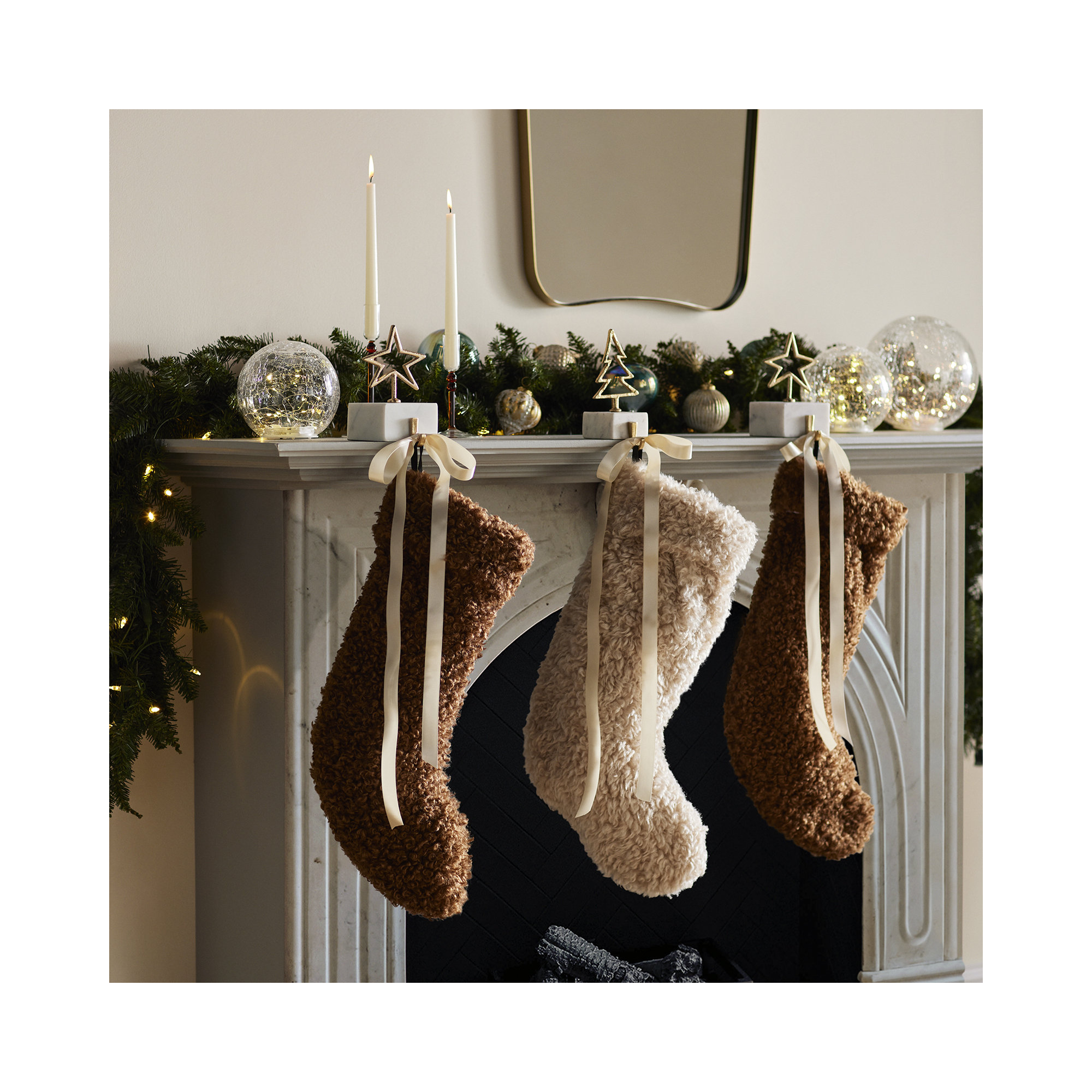 Sherpa Fabric Stocking, Tan