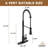 Spring Pull Down Sprayer Kitchen Faucet with Dual-Function Spray Head and Deck Plate-76655465