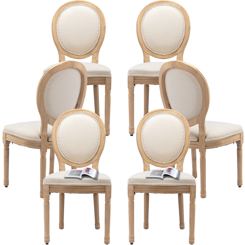 French Style Vintage Solid Back Dining Chair, Gray, 6