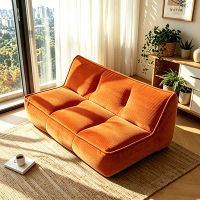 Canapés de compression, canapé compact moderne en velours côtelé orange pour la maison