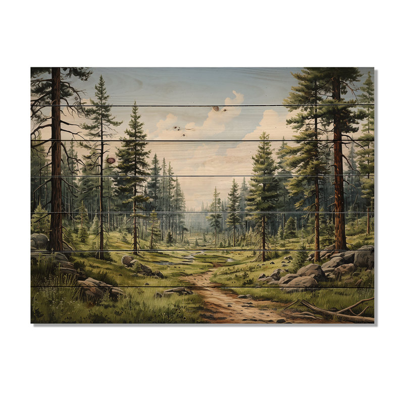 Pin «Whispering Pines II» - impression sans cadre sur bois, H 24 po x l 32 po x P 0,78 po