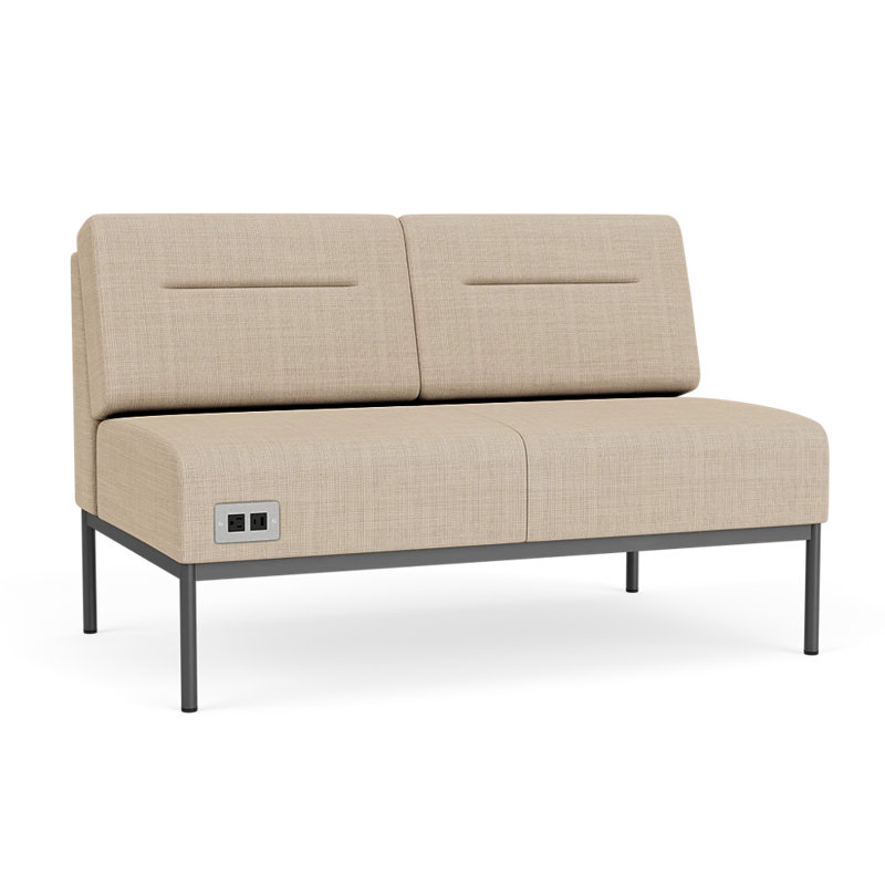 Causeuse Darsey, Avec alimentation, Chambray calcaire, Gris anthracite