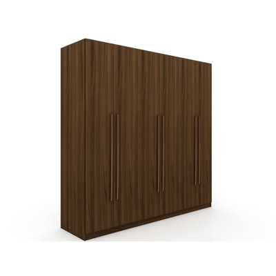 Gramercy 82" Contemporary Modern Wardrobe Armoire with Hanging Rods, Shelves and Drawers in Chestnut Brown