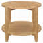 Table de bout ronde en bois massif avec tablette inférieure - Finition brun érable, style maison de campagne moderne