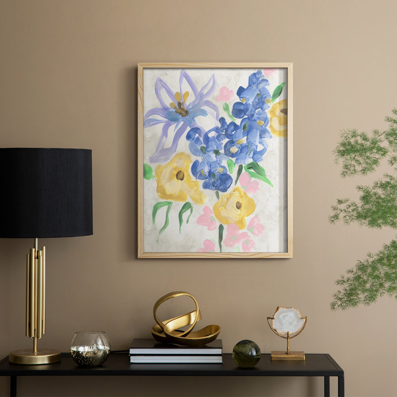 «Brush Blossoms II», reproduction encadrée - bois massif, Naturel, H 21 po x l 17 po