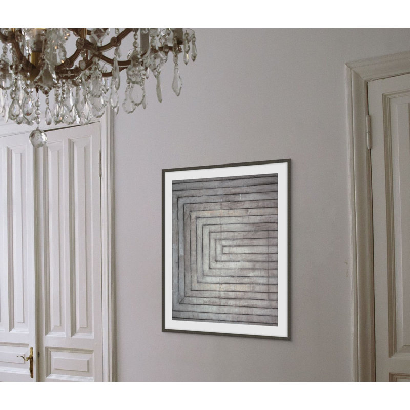 Linear Paths To The Past Gray 2 Framed Acrylic Painting Print, 27.54" H x 23.54" W