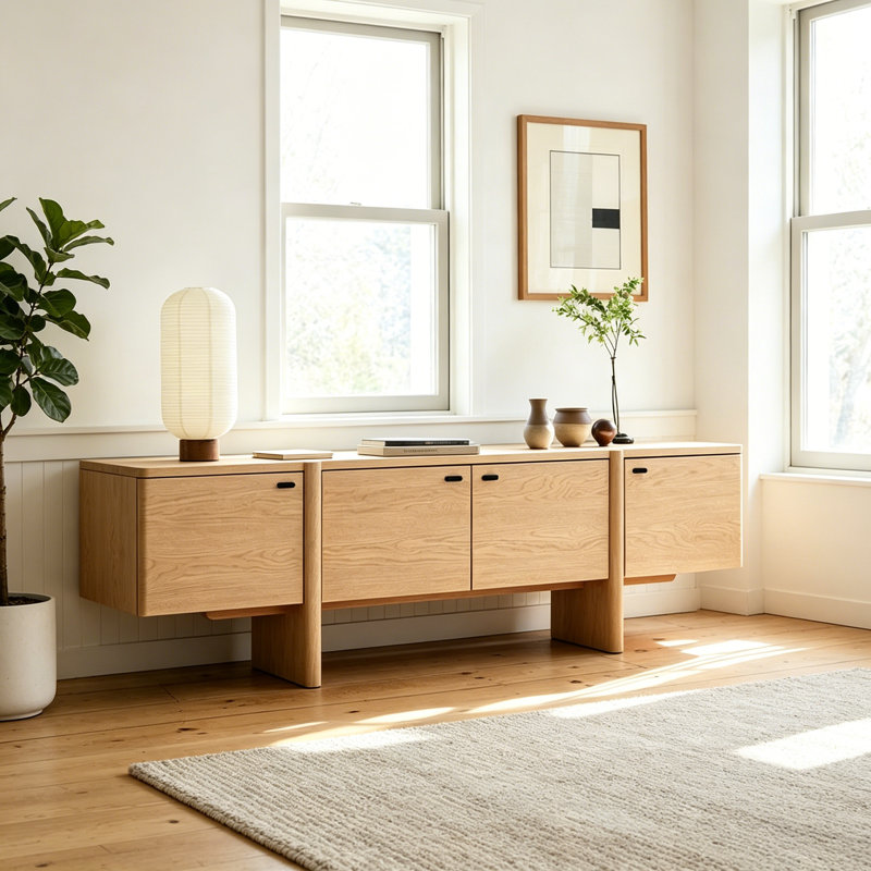 Meuble télé français rétro et simple, Brun orangé
