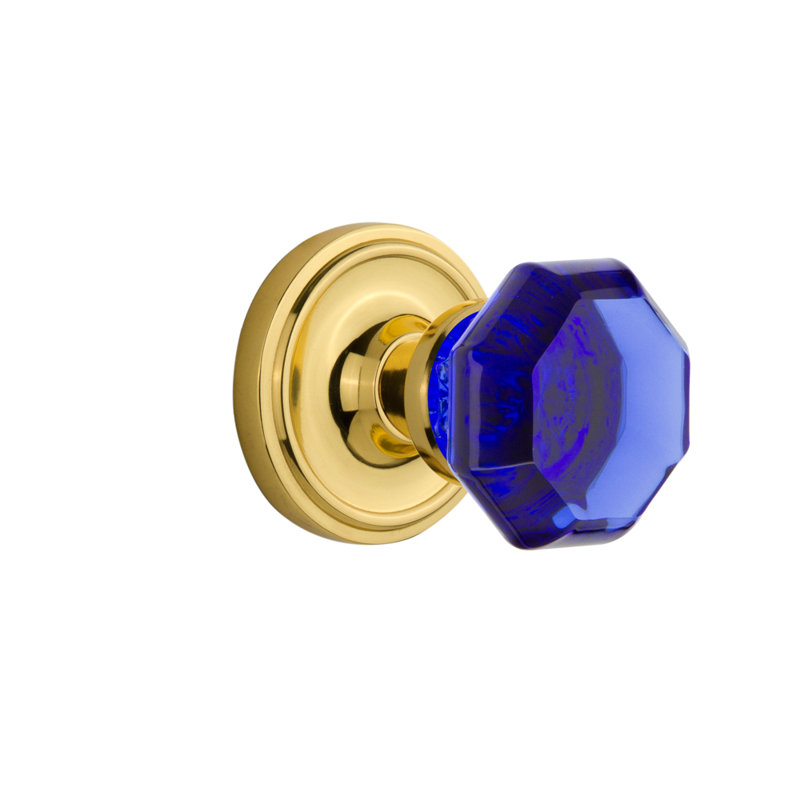 Rosette classique avec bouton de porte Waldorf, 2 3/4 po, Laiton poli, Cobalt