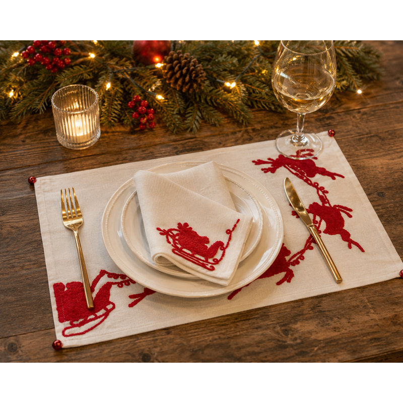 Serviette de noël 20 po flora broderie Santa